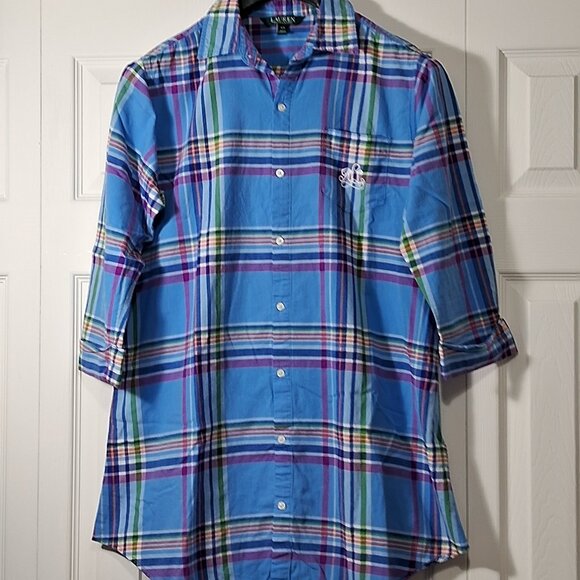 Lauren Ralph Lauren Women’s Plaid Sleep Shirt- Size S - Picture 1 of 11